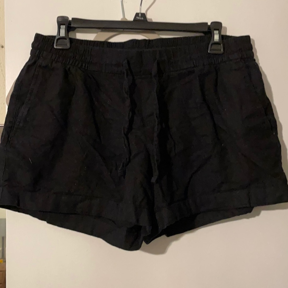 Black linen shorts